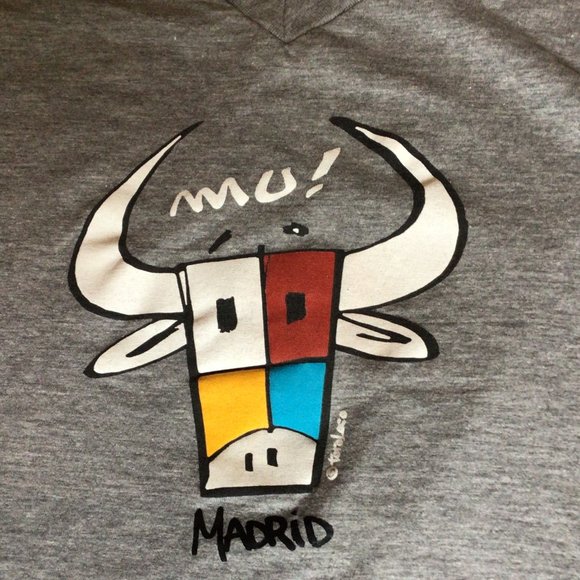 Toro Loco Tops - Toro Loco - Madrid Bull Mu! gray V-neck t-shirt